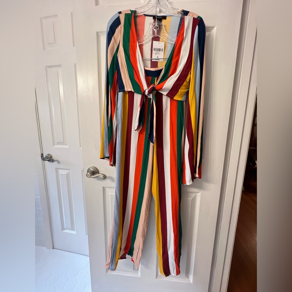 NWT 70’S Co-Ord Set: Striped Twist Top and Pants Forever 21 Small